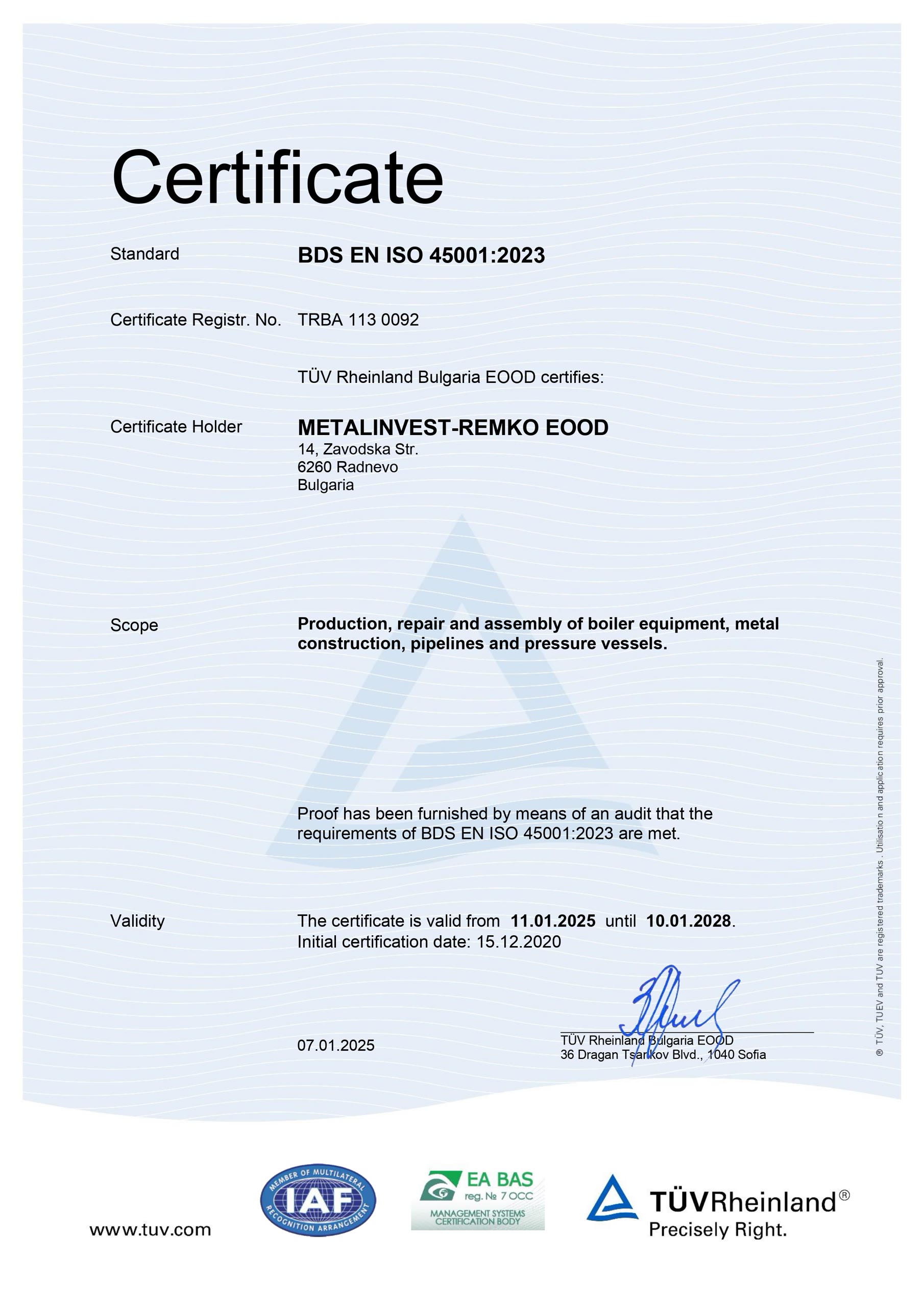BDS EN ISO 45001:2023